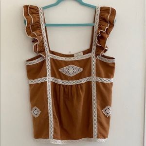 SEZANE BOHO EMBROIDERED TANK TOP SIZE 42